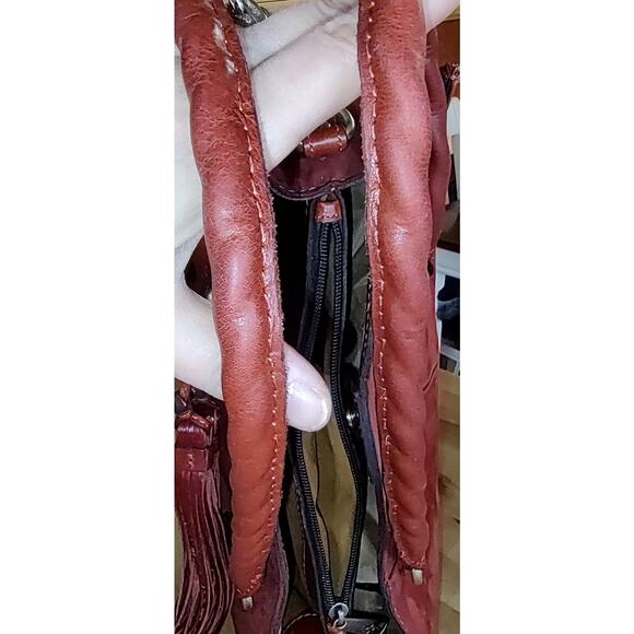 Patricia Nash - Red Fox Italian Nubuck Leather Primrose Satchel with Crossbody - Picture 5 of 16